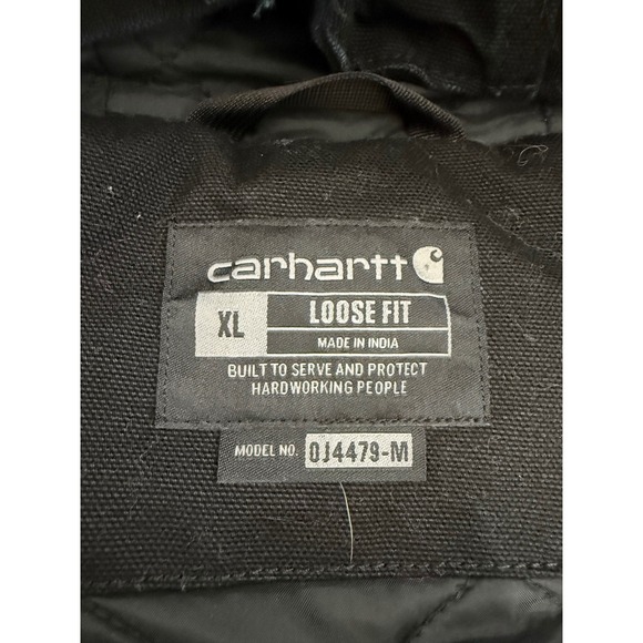Carhartt Jacket Mens XL Heavyweight Hooded Loose Fit Quilted Black Chores - Picture 3 of 12